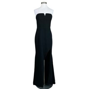 AQUA Strapless Thigh Slit Long Mermaid Evening Gown Black Size 6 Formal Dress
